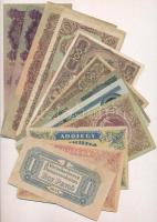 14db-os vegyes magyar korona, pengő, adópengő és forint bankjegy tétel, közte 1920. 50K, 1930. 20P, 1945. 50P T:III,III-