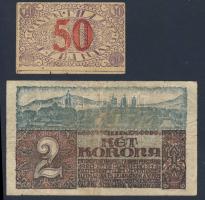 Pécs 1919. pénztárjegy 50f T:IV + 2K T:III