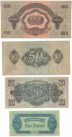 1944. 2P világoskék + 20P + 50P + 100P "A Vöröshadsereg Parancsnoksága" T:II,III szép papí...