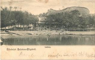 1903 Balatonaliga, Balaton-Aliga (Balatonvilágos); látkép, vendéglő (fl)