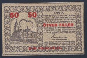 Pécs 1919. pénztárjegy 50f III.kiadás T:I