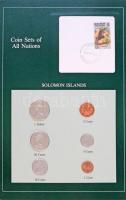 Salamon-szigetek 1978-1980. 1c - 1$ (6xklf), Coin Sets of All Nations forgalmi szett felbélyegzett kartonlapon T:1,1- Solomon Islands 1978-1980. 1 Cent - 1 Dollar (6xdiff) Coin Sets of All Nations coin set on cardboard with stamp C:UNC, AU