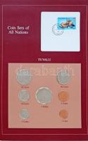 Tuvalu 1985. 1c - 1$ (7xklf), "Coin Sets of All Nations" forgalmi szett felbélyegzett kartonlapon T:1- Tuvalu 1985. 1 Cent - 1 Dollar (7xdiff) "Coin Sets of All Nations" coin set on cardboard with stamp C:AU