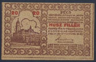 Pécs 1919. pénztárjegy 20f T:I