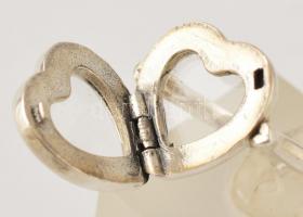 Ezüst(Ag) szíves, kinyitható gyűrű, jelzett, méret: 51, bruttó: 7,2 g