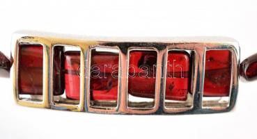 Gránát nyaklánc, ezüst(Ag) szerelékkel, jelzett, h: 40 cm