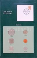 Kanada 1984. 1c-1$ (6xklf), "Coin Sets of All Nations" forgalmi szett felbélyegzett kartonlapon T:1,1- Canada 1984. 1 Cents - 1 Dollar (6xdiff) "Coin Sets of All Nations" coin set on cardboard with stamp C:UNC,AU