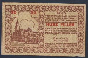Pécs 1919. pénztárjegy 20f T:II+