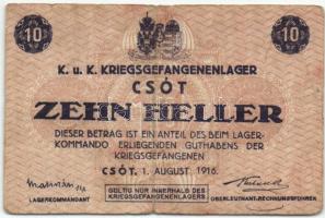 Csót/hadifogolytábor 1916. 10f számozás és aláírás nélkül alsó keretes szöveg "csakis a..." ferdén nyomva T:III