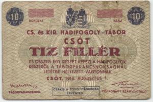 Csót/hadifogolytábor 1916. 10f számozás és aláírás nélkül alsó keretes szöveg "csakis a...&quot...