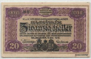 Hajmáskér/hadifogolytábor II.kiadás 1920. 20f római sorozat és arab számozás "MS"(Museum S...