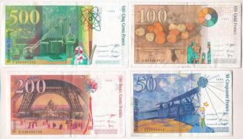 Franciaország 1994. 50Fr + 1997. 100Fr + 1996. 200Fr + 1994. 500Fr T:III
France 1994. 50 Francs + 1...