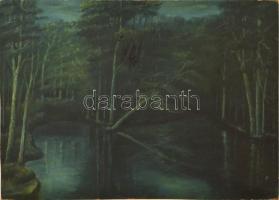 Katona jelzéssel: Vízparti erdő. Olaj, farost (besötétedett), 57×80 cm