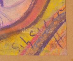 Scheiber jelzéssel: Hölgy kalapban. Pasztell, papír, üvegezett keretben, 40×29 cm