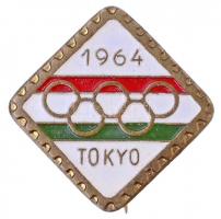 1964. Tokyo Olimpia zománcozott jelvény (16x16mm) T:1