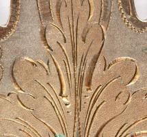 Ezüst(Ag) nyelű tálaló villa és kanál, jelzett, h: 27 cm