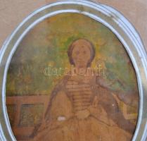 1861 Hölgy, papagájjal. Kézzel színezett fotó. 9x12 cm Üvegezett asztali keretben