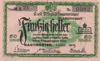 Nagymegyer/hadifogolytábor 1916. 50f "MS"(Museum Serie) T:I
