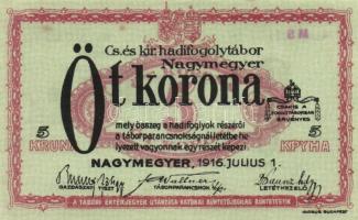 Nagymegyer/hadifogolytábor 1916. 5K "MS"(Museum Serie) T:I