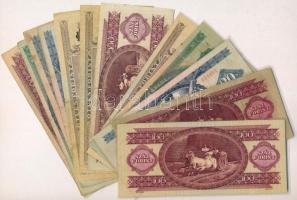 12db-os vegyes magyar bankjegy tétel, 5db laminált darabbal, közte 1949. 100Ft T:III,III-