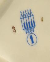 Zsolnay korsós kislány 2 db , kézzel festett, jelzett, kis kopásokkal, m: 7,5 cm (2×)