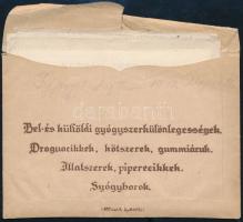 A Csillag gyógyszertár (Bp. VIII.) receptborítékja, dr. Heks Márton 4 db receptjével