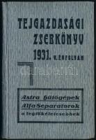 1931 Tejgazdasági zsebkönyv. 1931. V. évf. Szerk.: Dr. Gratz Ottó, Dr. Valkó Rudolf és Törs Antal közreműködésével. Kiadja: Tejgazdasági Zsebkönyv és Tejgazdasági Szemle Kiadóhivatala. Bp., 1931, Közlekedési-nyomda, 192 p. Korabeli reklámokkal. Kiadói egészvászon-kötés, jó állapotban.