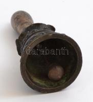 Bronz csengő plasztikus díszíéssel, réz nyéllel 17 cm