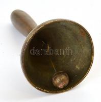 Bronz csengő, fa nyéllel 16 cm