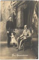 Drei Generationen / Franz Joseph I with his son, Charles I, and one of his grandchildren (worn corner)