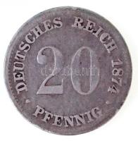 Német Birodalom 1874G 20pf Ag T:2-,3 ph.
German Empire 1874G 20 Pfennig Ag C:VF,F edge error