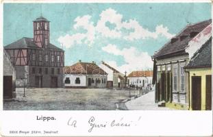 1901 Lippa, Lipova; Tűzoltótorony, utca, üzlet. Gregor Fischer 10101. / fire tower, street, shop