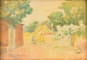 Turiák Ödön (1884-1937): Tabán 1924. Akvarell, papír, jelzett, 11×16 cm