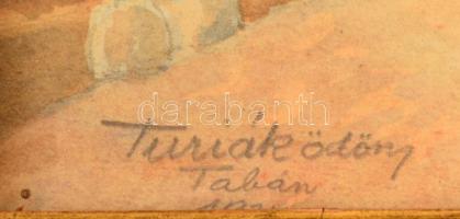 Turiák Ödön (1884-1937): Tabán 1924. Akvarell, papír, jelzett, 11×16 cm