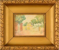 Turiák Ödön (1884-1937): Tabán 1924. Akvarell, papír, jelzett, 11×16 cm