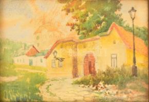 Turiák Ödön (1884-1937): Tabán 1924. Akvarell, papír, jelzett, 11×16 cm