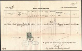 1879 Bp., Halotti anyakönyvi kivonat 50 kr okmánybélyeggel