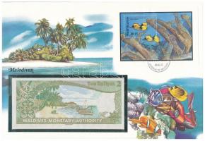 Maldív-szigetek 1983. 2R borítékban, alkalmi bélyeggel és bélyegzéssel T:I Maldives 1983. 2 Rufiyaa in envelope with stamps and cancellations C:UNC