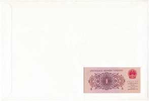 Kína 1962. 1J borítékban, alkalmi bélyeggel és bélyegzésekkel T:I 
China 1962. 1 Jiao in envelope w...