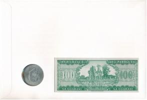 Paraguay "Paraguay nemzeti zászlaja" érmés és bankjegyes, pecsételt boríték 1968. 300Gt Ag...