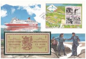 Finnország 1963. 1M borítékban, alkalmi bélyeggel és bélyegzéssel T:I Finland 1963. 1 Markka in envelope with stamps and cancellations C:UNC