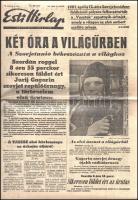 1961 Esti Hírlap politikai napilap VI. évfolyamának 86. száma, címlapon az űrutazásról szóló cikkel, laminált példány