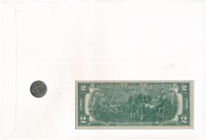 Amerikai Egyesült Államok érmés és bankjegyes, pecsételt boríték benne 1973. 5c Ni érmével és 1976. ...