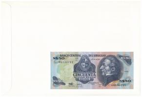 Uruguay 1989. 50P borítékban, alkalmi bélyeggel és bélyegzéssel T:I 
Uruguay 1989. 50 Pesos in enve...