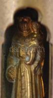 Szent Kristóf a kis Jézussal mini fülkében, réz, kis horpadással, m:6,5 cm