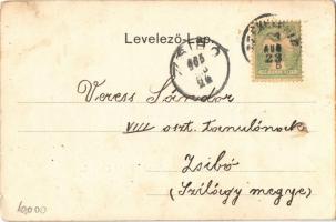 1905 Székelyhíd, Sacueni; Vasútállomás és vendéglő, Tunyoghy Lajos üzlete és saját kiadása / railway...