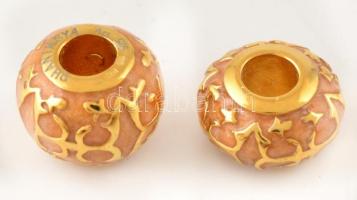 Aranyozott ezüst(Ag) zománcozott charm, 2 db, jelzett, bruttó: 15,9 g