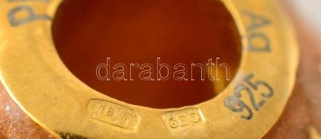 Aranyozott ezüst(Ag) zománcozott charm, 2 db, jelzett, bruttó: 15,9 g