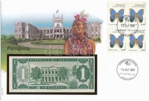 Paraguay 1952. 1G felbélyegzett borítékban, bélyegzéssel T:I  Paraguay 1952. 1 Guarani in envelope with stamp and cancellation C:UNC