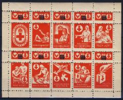 1943 Vöröskereszt kisív új érték felülnyomással